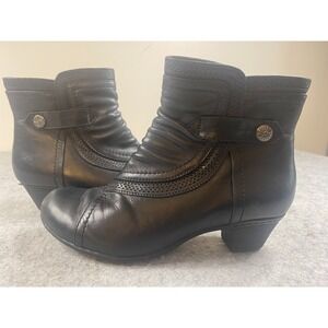 Rockport Cobb Hill Womens Abbott Panel Ruched Ankle Block Heel Boots 7